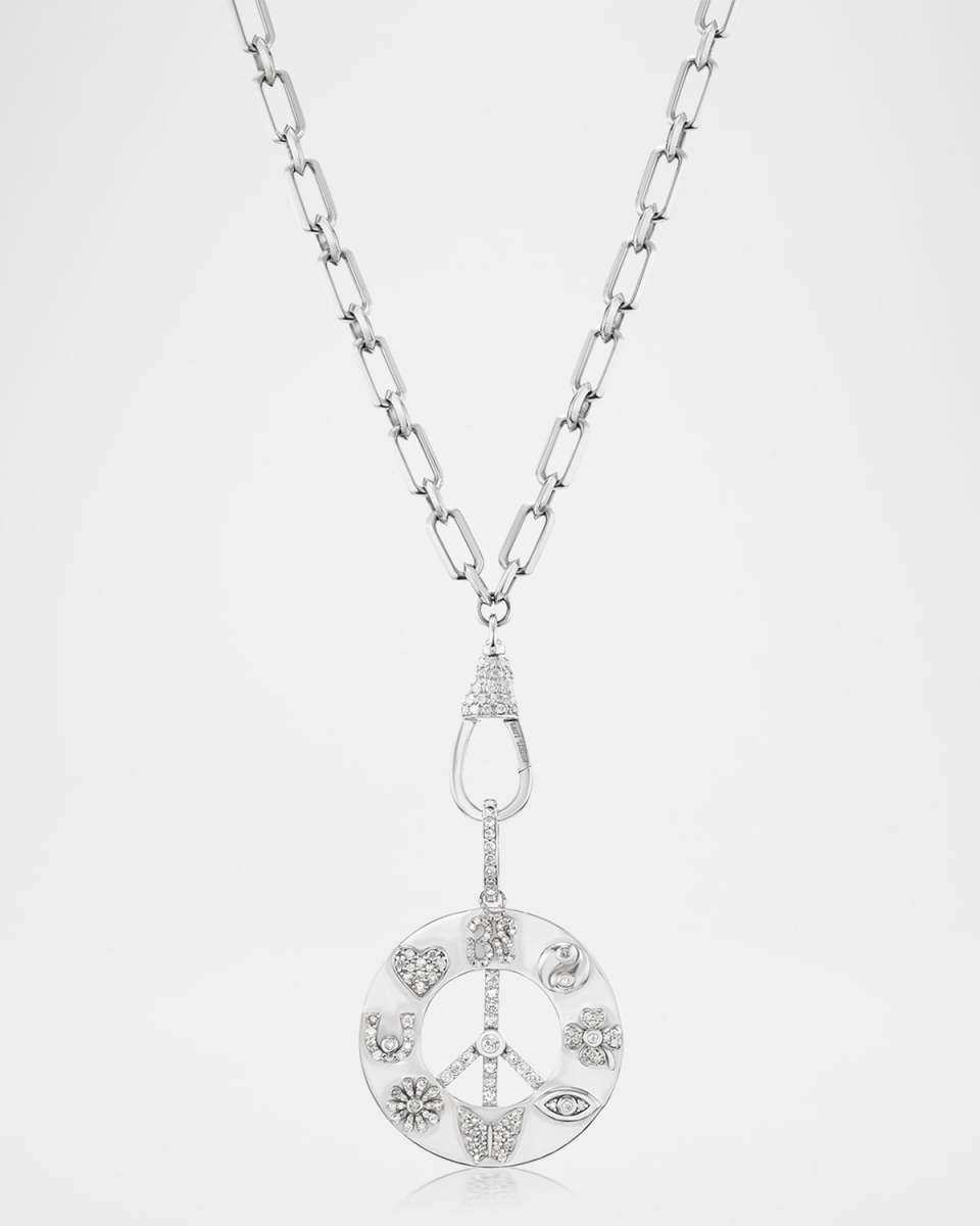 Peace and Love Manifestation Wheel Pendant on Soho Chain Necklace